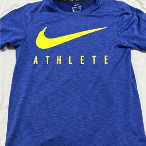 Nike Kids Dri-FIT Blue Tee with Yellow Logo